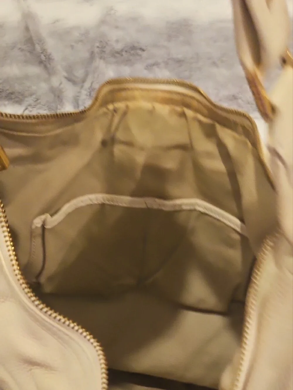 Tory Burch Cream Leather Shoulder Hobo with Gold Logo